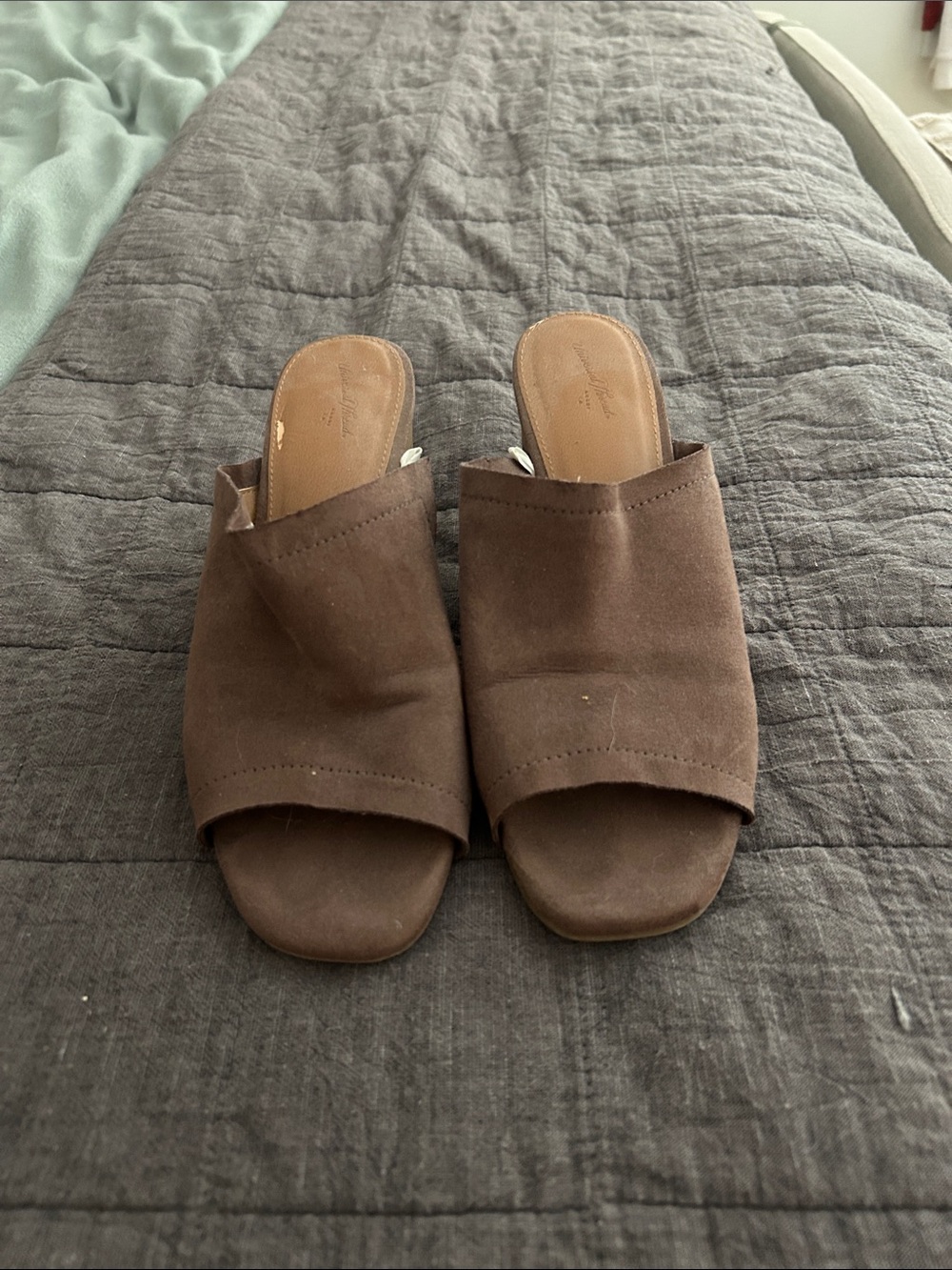 Universal Thread Brown Suede Open-Toe Mule Slides